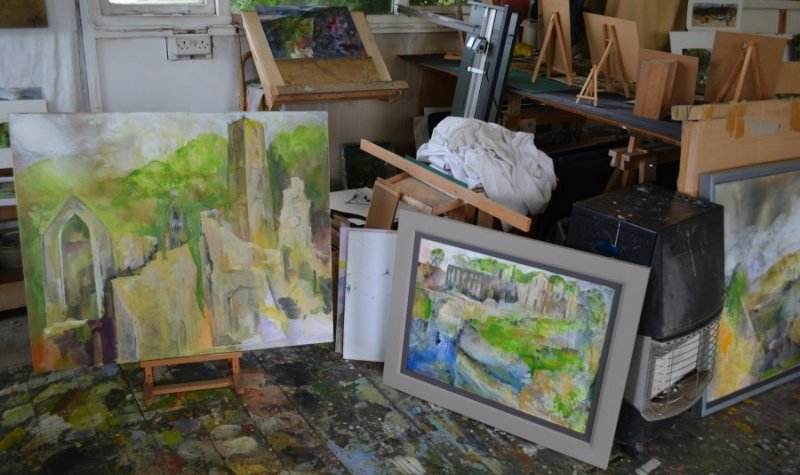 Views from the studio 2023 - producing paintings for an exhibition in 2024 at Fountains Abbey, North Yorkshire painting by artist Peter M Hicks