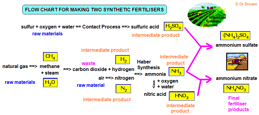 flow chart making inorganic fertilisers ammonium nitrate ammonium sulfate gcse chemistry igcse artificial synthetic fertilisers manufacture