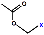 structural skeletal formula fluoromethyl ethanoate, chloromethyl ethanoate, bromomethyl ethanoate, iodomethyl ethanoate