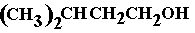 structural formula of 3-methylbutan-1-ol (3-methyl-1-butanol)