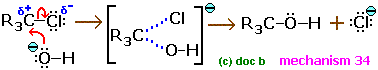 SN2 bimolecular mechanism hydrolysis of halogenoalkane haloalkane with sodium hydroxide transition state activated complex advanced organic chemistry notes doc brown